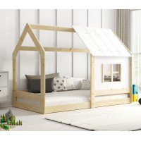 Dětská domečková Montessori postel REGINA se stříškou 160x80 cm - bez povrchových úprav