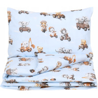 Dětské bavlněné povlečení do postýlky 120x90 cm BABYMAM PREMIUM - Závody zvířátek