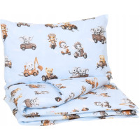 Dětské bavlněné povlečení do postýlky 120x90 cm BABYMAM PREMIUM - Závody zvířátek