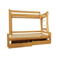 Dětská patrová postel s rozšířeným spodním lůžkem z masivu ROBUST 8X8 6A - 200x90 cm