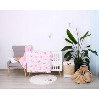 Dětské bavlněné povlečení do postýlky 120x90 cm BABYMAM PREMIUM - Super pejsci - růžové