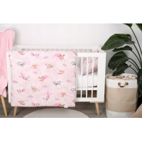 Dětské bavlněné povlečení do postýlky 120x90 cm BABYMAM PREMIUM - Super pejsci - růžové