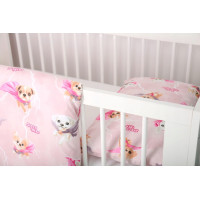 Dětské bavlněné povlečení do postýlky 120x90 cm BABYMAM PREMIUM - Super pejsci - růžové