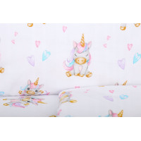 Dětské bavlněné povlečení do postýlky 135x100 cm BABYMAM PREMIUM - Veselý jednorožec