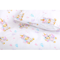 Dětské bavlněné povlečení do postýlky 135x100 cm BABYMAM PREMIUM - Veselý jednorožec