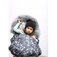 Dětský fusak do kočárku BABYMAM Maxi - Vločky/šedý