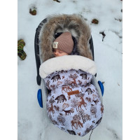 Dětský fusak do kočárku BABYMAM Premium - Zimní les/beránek ecru