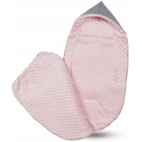 Dětský fusak s kapucí BABYMAM Soft Nature - světle šedý melange/růžová minky