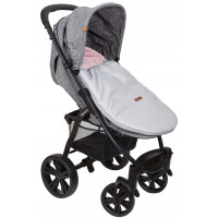 Dětský fusak s kapucí BABYMAM Soft Nature - světle šedý melange/růžová minky
