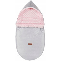Dětský fusak s kapucí BABYMAM Soft Nature - světle šedý melange/růžová minky