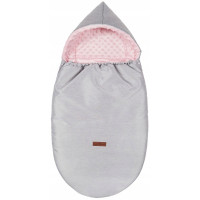 Dětský fusak s kapucí BABYMAM Soft Nature - světle šedý melange/růžová minky