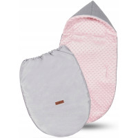 Dětský fusak s kapucí BABYMAM Soft Nature - světle šedý melange/růžová minky