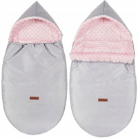 Dětský fusak s kapucí BABYMAM Soft Nature - světle šedý melange/růžová minky