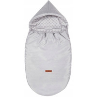 Dětský fusak s kapucí BABYMAM Soft Nature - světle šedý melange/šedá minky