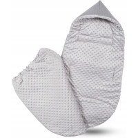 Dětský fusak s kapucí BABYMAM Soft Nature - světle šedý melange/šedá minky
