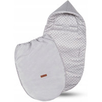 Dětský fusak s kapucí BABYMAM Soft Nature - světle šedý melange/šedá minky