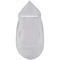 Dětský fusak s kapucí BABYMAM Soft Nature - světle šedý melange/šedá minky