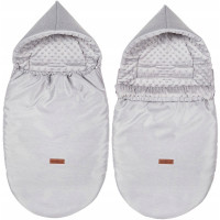 Dětský fusak s kapucí BABYMAM Soft Nature - světle šedý melange/šedá minky
