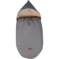 Dětský fusak s kapucí BABYMAM Soft Nature - tmavě šedý melange/béžová minky