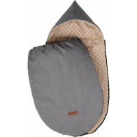 Dětský fusak s kapucí BABYMAM Soft Nature - tmavě šedý melange/béžová minky