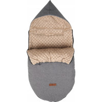 Dětský fusak s kapucí BABYMAM Soft Nature - tmavě šedý melange/béžová minky