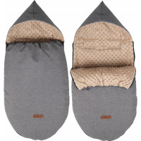 Dětský fusak s kapucí BABYMAM Soft Nature - tmavě šedý melange/béžová minky