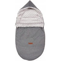 Dětský fusak s kapucí BABYMAM Soft Nature - tmavě šedý melange/šedá minky
