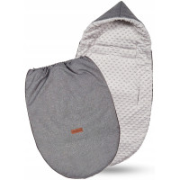 Dětský fusak s kapucí BABYMAM Soft Nature - tmavě šedý melange/šedá minky