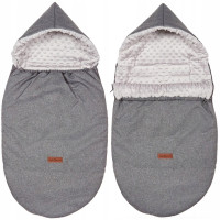 Dětský fusak s kapucí BABYMAM Soft Nature - tmavě šedý melange/šedá minky
