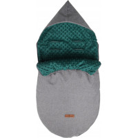 Dětský fusak s kapucí BABYMAM Soft Nature - tmavě šedý melange/tmavě zelená minky