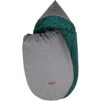 Dětský fusak s kapucí BABYMAM Soft Nature - tmavě šedý melange/tmavě zelená minky