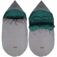 Dětský fusak s kapucí BABYMAM Soft Nature - tmavě šedý melange/tmavě zelená minky