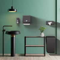 MARPLAST ECOLORED odpadkový koš nástěnný s víkem 23l, ABS, Soft Touch, černá mat A74020VB