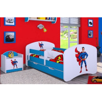 Dětská postel se šuplíkem 160x80cm SUPERMAN, modrá