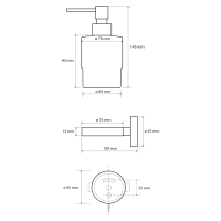 Sapho X-ROUND COPPER dávkovač mýdla 200ml, mléčné sklo, měď mat XR103PG