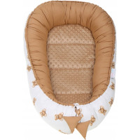 Oboustranné hnízdečko (kokon) pro miminko - BABYMAM PREMIUM set 7v1 - Medvídek Teddy s béžovou minky