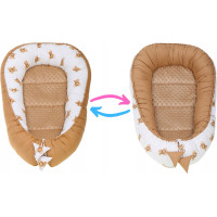 Oboustranné hnízdečko (kokon) pro miminko - BABYMAM PREMIUM set 7v1 - Medvídek Teddy s béžovou minky
