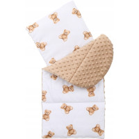 Oboustranné hnízdečko (kokon) pro miminko - BABYMAM PREMIUM set 7v1 - Medvídek Teddy s béžovou minky