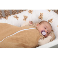 Oboustranné hnízdečko (kokon) pro miminko - BABYMAM PREMIUM set 7v1 - Medvídek Teddy s béžovou minky