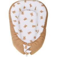 Oboustranné hnízdečko (kokon) pro miminko - BABYMAM PREMIUM set 7v1 - Medvídek Teddy s béžovou minky