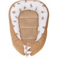 Oboustranné hnízdečko (kokon) pro miminko - BABYMAM PREMIUM set 7v1 - Medvídek Teddy s béžovou minky