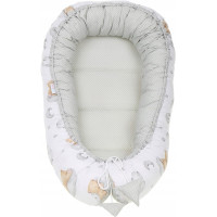 Oboustranné hnízdečko (kokon) pro miminko - BABYMAM PREMIUM set 7v1 - Medvídek v oblacích s béžovou minky