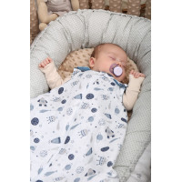 Oboustranné hnízdečko (kokon) pro miminko - BABYMAM PREMIUM set 7v1 - Medvídek v oblacích s béžovou minky