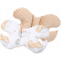 Oboustranné hnízdečko (kokon) pro miminko - BABYMAM PREMIUM set 7v1 - Medvídek v oblacích s béžovou minky