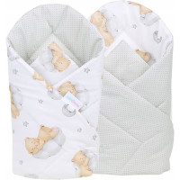 Oboustranné hnízdečko (kokon) pro miminko - BABYMAM PREMIUM set 7v1 - Medvídek v oblacích s béžovou minky