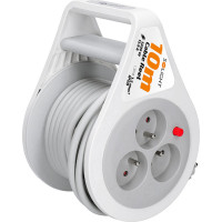 Solight prodlužovací přívod na bubnu 10m, 3 zásuvky, šedý kabel, 3x 1,5mm2