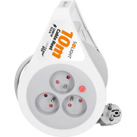 Solight prodlužovací přívod na bubnu 10m, 3 zásuvky, šedý kabel, 3x 1,5mm2