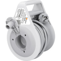 Solight prodlužovací přívod na bubnu 10m, 3 zásuvky, šedý kabel, 3x 1,5mm2