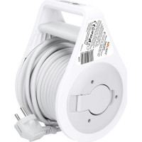 Solight prodlužovací přívod na bubnu 10m, USB A+C, 2 zásuvky, šedý kabel, 3x 1,0mm2