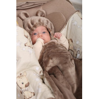 Plyšová zavinovačka s kapucí BABYMAM do autosedačky - Béžová žirafa/cappuccino
